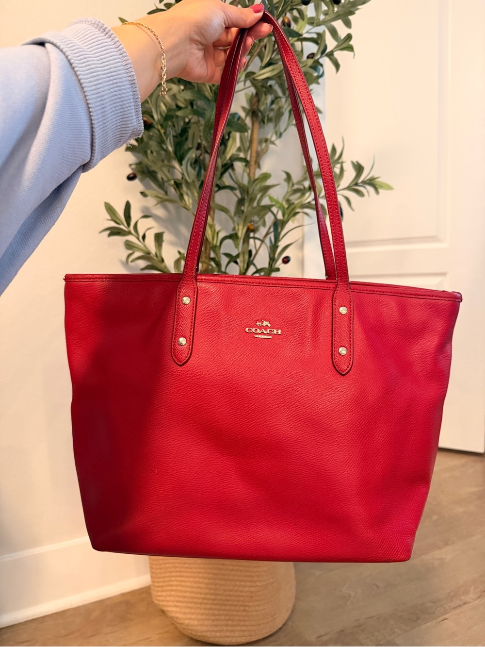 Coach Red Leather Tote Bag/Shoulder Tote